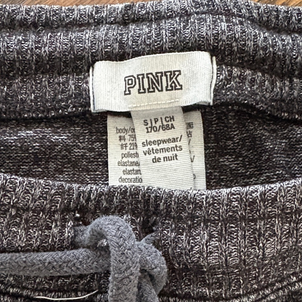 221. PINK Victoria's Secret Charcoal Heather Drawstring Jogger Pants - Picture 2 of 2